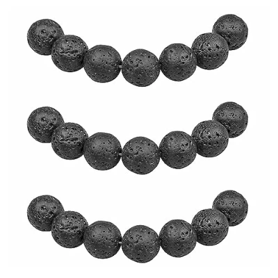 Afbeelding van MJDCB 8 mm, 43 stuks stenen kralen, zwarte lavakralen, rond, los, natuurlijk, halfedelsteen, kralen voor het maken van sieraden, armbanden, halskettingen