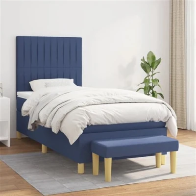 Afbeelding van vidaXL Boxspring met matras stof blauw 90x200 cm