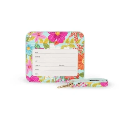 Afbeelding van Legami Badgehouder met karabijnsluiting, kaarthouder veiligheidsclipsluiting, 1 transparant venster, kaartvakken van PU leer, afmetingen 10,4 x 9 cm, bloementhema
