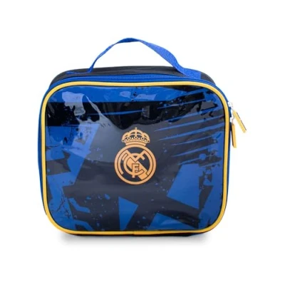 Image de Hy Pro Sac repas sous licence officielle Real Madrid CF Isolé, portable, marchandise du Madrid, excellente idée cadeau de football, idéal pour l&#039;école ou le travail, noir/bleu, noir