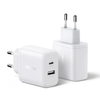 Afbeelding van UGREEN 2 stuks USB C snellader dubbele poorten 20 W stopcontact A compatibel met 16 Plus Pro Max 15 14 13 12 11 Galaxy S24 A15 A05s Pixel 8 7 6 iPad Mini Air, kabel niet inbegrepen