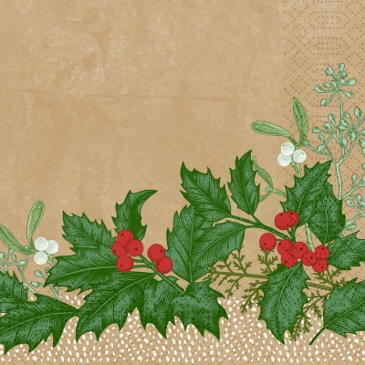Afbeelding van Servetten Snowy Berries 3 laags tissue 33 x cm Duni