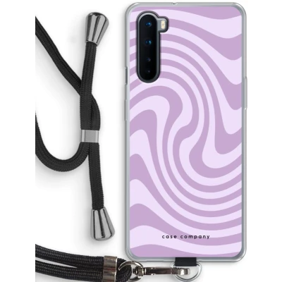 Afbeelding van Case Company® hoesje met Koord geschikt voor OnePlus Nord Swirl Paars Telefoonhoesje Zwart Bescherming aan alle Kanten en Over de Schermrand