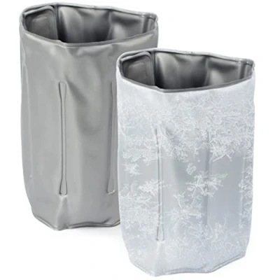 Afbeelding van COM FOUR® 2x flessenkoeler voor onderweg wijnkoeler hoes met snelsluiting koelhoes het koelen van bier, wijn en frisdrank champagnekoeler (02 stukjes 32,8 x 15 cm grijs)