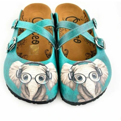 Afbeelding van GOBY Elephant With Glasses Clogs Slippers Hoge kwaliteit Handmade Maat 35