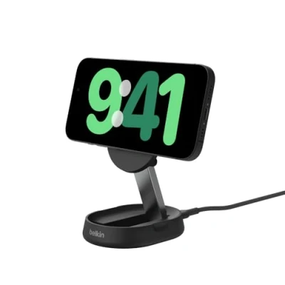 Image de Belkin BoostCharge Pro Support de chargement sans fil magnétique, convertible, avec Qi2 15 Watt 3 A Fast Charge noir