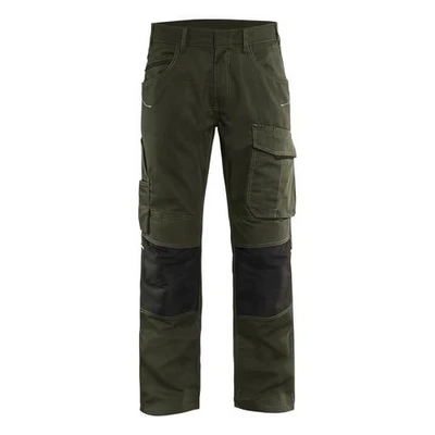 Image de Pantalon services stretch vert olive/noir, détails réfléchissants