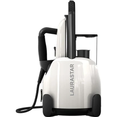 Afbeelding van Laurastar Lift Pure wit, 3 in 1 Nomadisch stoomstation, strijkt, vermindert en zuivert je textiel, hygiënische stoom, ontwerp, verwijderbare tank, verticaal strijken