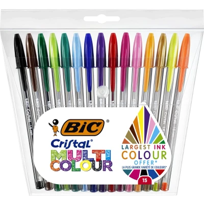 Afbeelding van Bic Balpen Cristal Multicolour, Etui Van 15 Stuks In Geassorteerde Kleuren