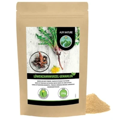 Afbeelding van Gemalen paardenbloemwortel (250 g), zacht gedroogde paardenbloemwortel, 100% zuiver en natuurlijk voor de bereiding van dranken het kruiden gerechten