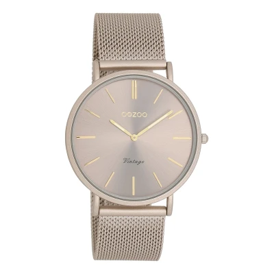 Afbeelding van OOZOO Vintage series taupe horloge met metalen mesh armband C20336