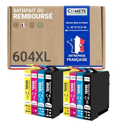 Afbeelding van COMETE, Frans merk, 604XL, 8 inktpatronen, compatibel met Epson 604 ananas, voor XP 2200 2205 2910DWF 2930DWF 2935DWF 2950DWF (2 zwart 2 cyaan magenta geel)