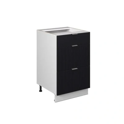Afbeelding van Vicco Keukenonderkast Fame Line, Zwart gestreept/Wit, 50 cm zonder werkblad