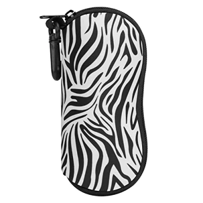 Afbeelding van MoKo Eyeglasses Case, Soft Zippered Neoprene Sunglasses Pouch Protective Eyewear Case Bag with Clip for Men and Women, Zebra, One Size