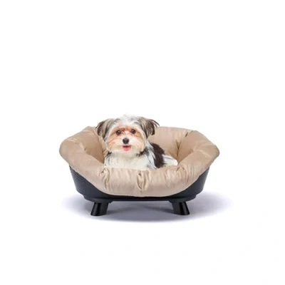 Afbeelding van Ferplast Wasbaar verhoogd bed voor honden en katten met kussen, ademend antislip kunststof mand, 64 x 48 29,5 cm (b h), zwart