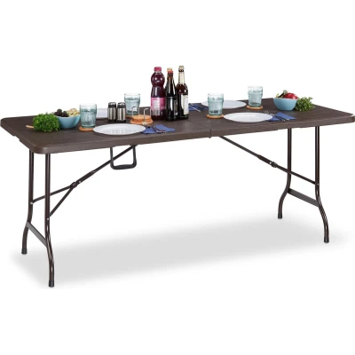 Afbeelding van Relaxdays tuintafel inklapbaar eettafel klaptafel houtlook 180 cm bruin