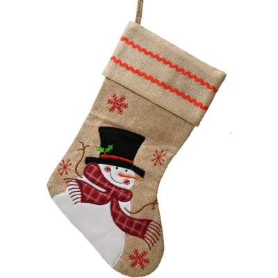 Afbeelding van Luxe Kerstsok Klassiek met Sneeuwpop kerstdecoratie