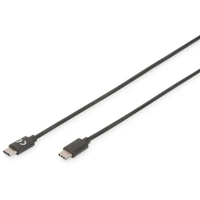 Afbeelding van Digitus USB kabel 2.0 C stekker, Stekker 1.80 m Zwart Rond, past op beide manieren, Afgeschermd (
