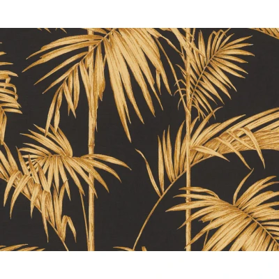 Afbeelding van PALMBLADEREN BEHANG Botanisch oranje goud A.S. Création Metropolitan Stories
