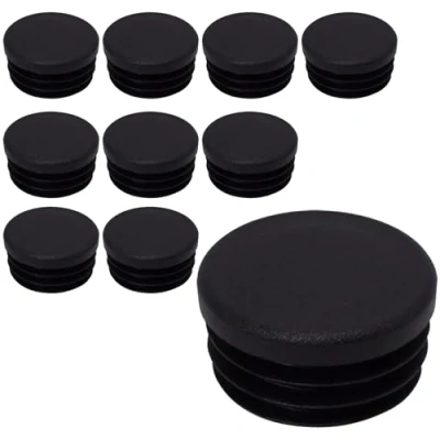 Afbeelding van SKIR&#039;CO Set van 10 ronde buisinzetstukken, 38 mm, kunststof hekpaalstoppen, buisstoppers, zwart RAL 9005