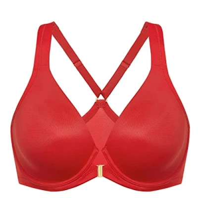 Afbeelding van DELIMIRA Damesbeha, grote maat, open voorkant, sluiting, niet gevoerd, met beugel, lippenstift