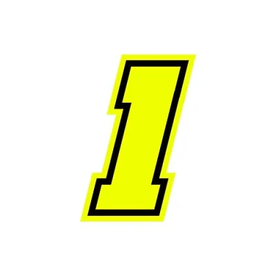 Afbeelding van 4R Quattroerre.it 13381 racenummer 1 Moto GP, fluorescerend geel, 10 x 7 cm