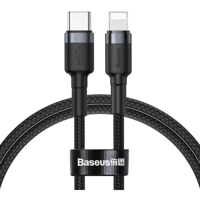 Afbeelding van Baseus Cafule USB C naar Lightning Kabel PD 18W 1M Grijs/Zwart