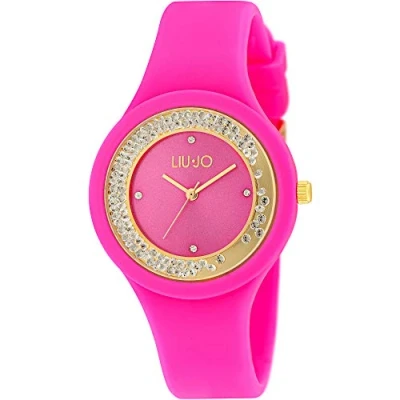 Afbeelding van LiuJo TLJ1424 Dameshorloge, analoog, kwarts, met siliconen armband, fuchsia/goud, riem, Riem