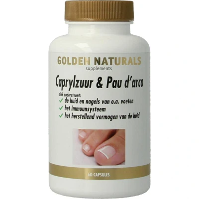 Afbeelding van Golden Naturals Caprylzuur &amp; Pau D&#039;Arco Formule Capsules 60VCP