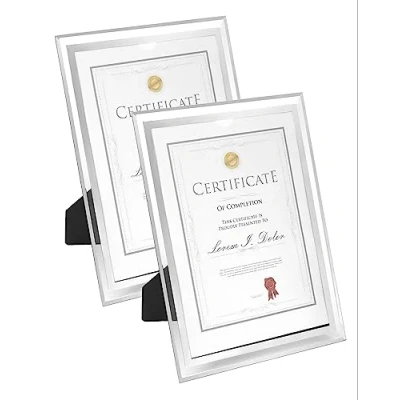 Afbeelding van QWORK® Diplome Fotolijst 2 stuks, A4 formaat, transparant glas, voor tafel of muur (21 x 29,7 cm)