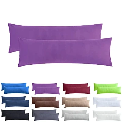 Afbeelding van NatureMark Jersey kussenhoezen, kussenhoes voor zijslaper, nekkussen, vele maten en kleuren, Öko Tex gecertificeerd, 40 x 145 cm, paars, set van 2