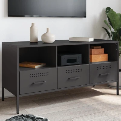 Afbeelding van Tv meubel 100,5x39x50,5 cm koudgewalst staal zwart