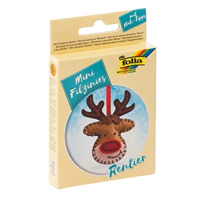 Afbeelding van Folia minifiguren naaisetje vilt rendier hanger ideaal als Sint of Kerstcadeau