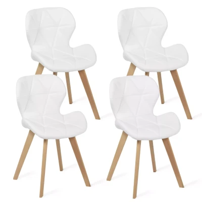 Afbeelding van Lot de 4 chaises ROBINE en PU blanches pour salle à manger