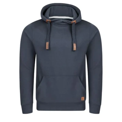 Afbeelding van riverso RIVNiklas Capuchontrui voor heren, kangoeroezakken, crosskraag, regular effen katoen, grijs, bruin, groen, rood, blauw, S, M, L, XL, 2XL, 3XL, 4XL, 5XL, marineblauw (Bjd)