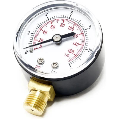 Afbeelding van manometer drukvat DN8 (1/4&quot;) 12.9mm 0 12bar 170 PSI diameter 50 mm