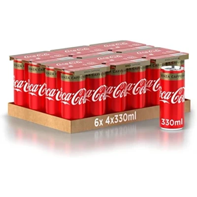 Image de Coca Cola Senza Caffeina Lot de 24 canettes boisson gazeuse 330 ml Sans caféine