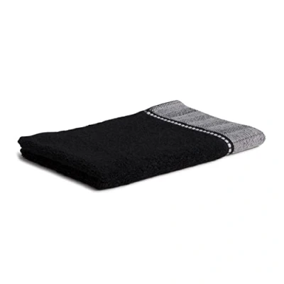 Afbeelding van MÖVE Brooklyn Gastenhanddoek, effen, met brede visgraatrand, 30 x 50 cm, Made in Germany, 85% katoen, 10% viscose, van bamboevlees, 5% linnen, zwart (zwart)