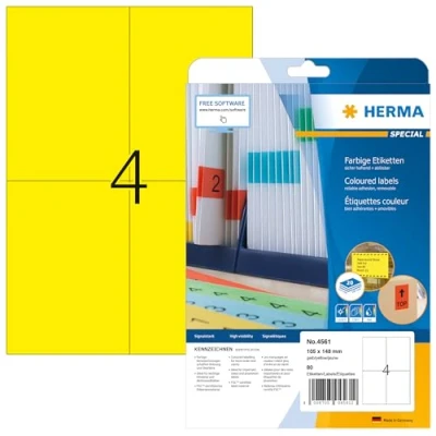 Afbeelding van Etiketten A4 gelb 105x148mm Papier matt abl�sbar 80St.
