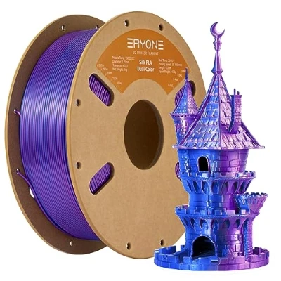 Afbeelding van ERYONE PLA filament tweekleurig 1,75 mm voor 3D printers, spoel 1 kg +/ 0,03 mm, paars en blauw