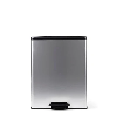 Afbeelding van Curver Deco bin slim 254619 Afvalbak 52 l (b x h d) 486 615 284 mm Zilver, Zwart 1 stuk(s)