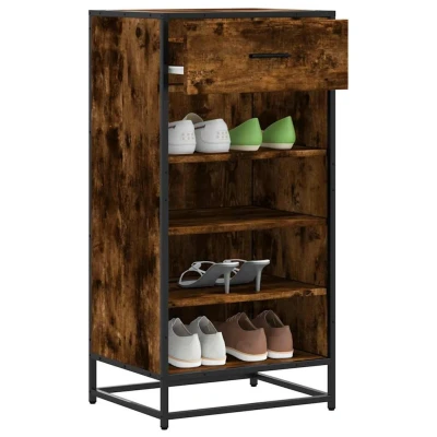 Afbeelding van Schoenenrek 48x38x97,5 cm bewerkt hout gerookt eikenkleurig