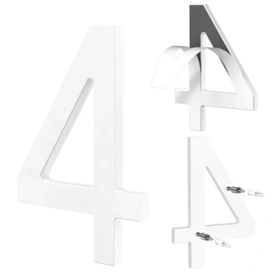 Afbeelding van Yafimea Huisnummer Wit 15 cm Huisnummerbord Groot ABS Plastic 3D Look Nummer 4