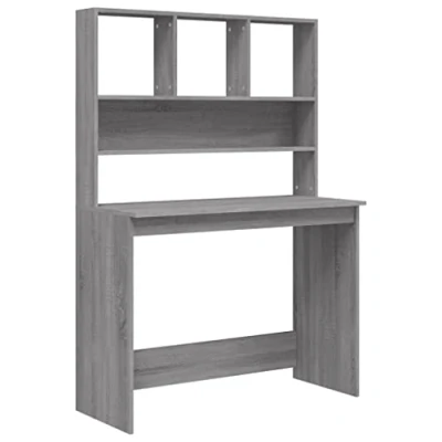 Afbeelding van Bureau met schappen 102x45x148 cm bewerkt hout grijs sonoma