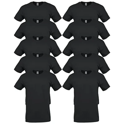 Afbeelding van GILDAN heren t shirt, dik katoen, volwassenen, zwart.