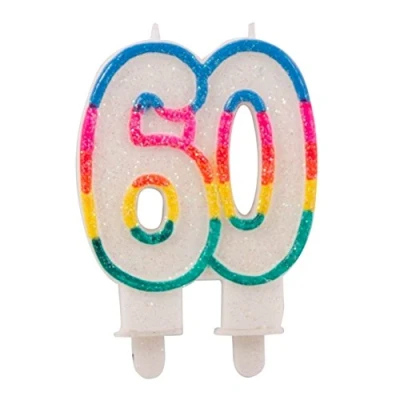 Afbeelding van Kaars 60 jaar glitter