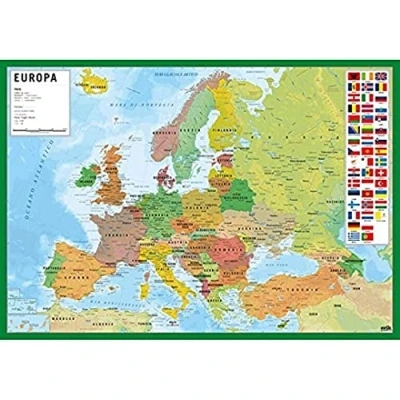Afbeelding van Grupo Erik bureauonderlegger voor kantoor, kaart van Europa, Italiaans, kinderen, bescherming bureau, 34 x 49 cm