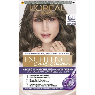 Afbeelding van 1+1 gratis: L&#039;Oréal Excellence Cool Crème Permanente Crèmekleuring 6.11 Ultra As Donkerblond