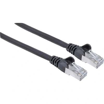 Afbeelding van Intellinet 318815 RJ45 Netwerkkabel, patchkabel CAT 6A S/FTP 7.50 m Zwart Folie afscherming, Afscherming gevlochten, Halogeenvrij 1 stuk(s)