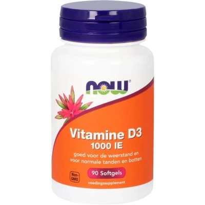 Afbeelding van NOW Vitamine D3 1000IE Softgels 90st